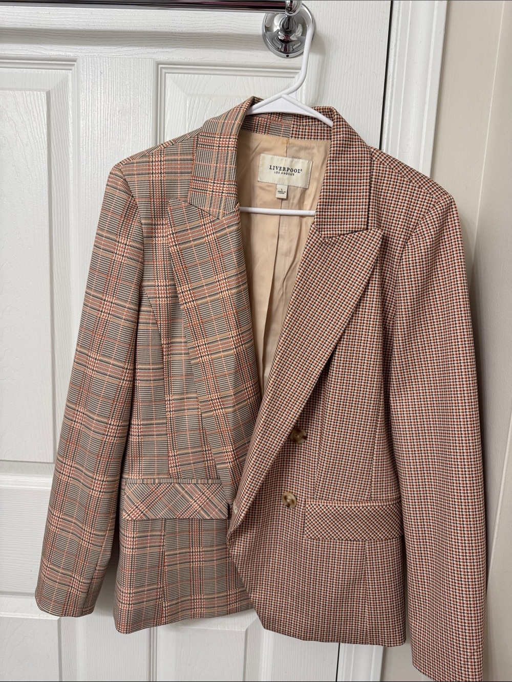Liverpool Women’s Blazer in Brown Plaid & Tan Houndstooth - Picture 1 of 6
